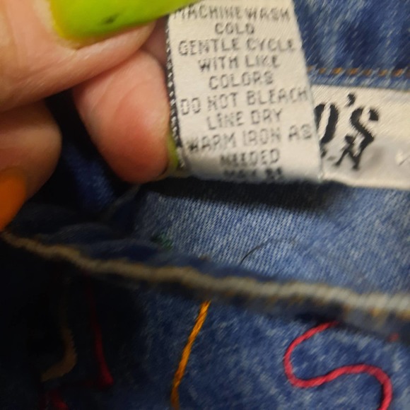 Chico's Design Size 2 Boho Festival Heavy Embroidery Denim A-Line Raw Hem Skirt - Picture 6 of 6